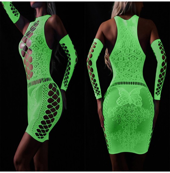 FEE ET MOI - Glow In The Dark Fishnet Bodystocking Dress (7420) FEE ET MOI - Glow In The Dark Fishnet Bodystocking Dress (7420)